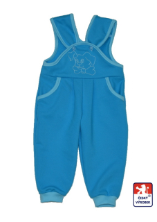 Dětské laclové tepláčky, Dětský svět, tyrkysové s pejskem