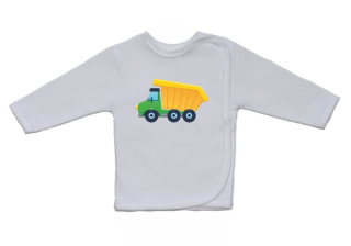 Kojenecká košilka Gama bílá s velkým obrázkem nákladního auta