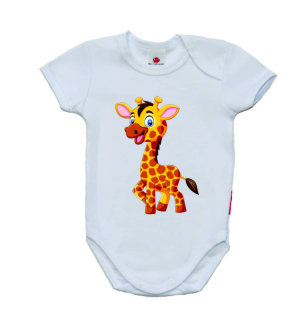 Kojenecké body s potiskem, Gama, krátký rukáv, Giraffe