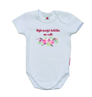 Dětské vtipné body pro miminko, Gama, krátký rukáv, Nejkrásnější holčička na světě
