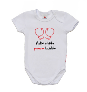 Vtipné dětské body pro miminko, Gama, krátký rukáv, V pláči a křiku porazím každého