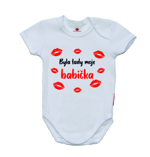 Dětské body s vtipným potiskem, Gama, krátký rukáv, Byla tady moje babička