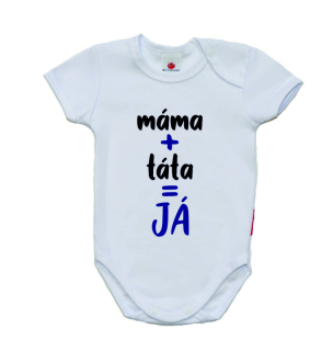 Dětské body s vtipným českým potiskem, Gama, krátký rukáv, máma+táta=JÁ, chlapecké