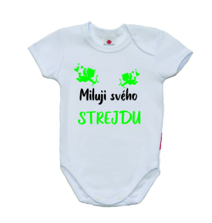 Kojenecké body s vtipným potiskem, Gama, krátký rukáv, Miluji svého strejdu+Amorek