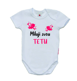 Kojenecké body s vtipným potiskem, Gama, krátký rukáv, Miluji svou tetu+Amorek