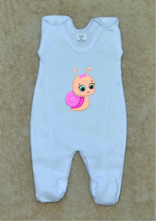 Kojenecké dupačky Gama bílé s růžovým šnečkem