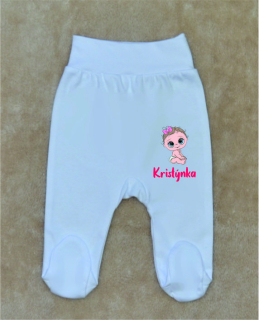 Kojenecké polodupačky se jménem Gama bílé obrázek+ jméno holčičí