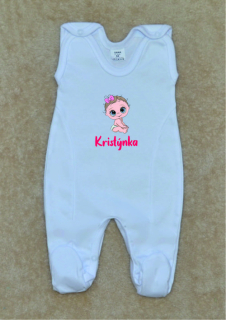 Dětské dupačky se jménem Gama bílé obrázek+jméno holčičí