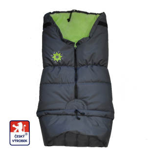 Rostoucí zimní fusak do kočárku Winter Sport Lama Fantasie šedý – šusťák a zelená lama 🇨🇿❄️🧸