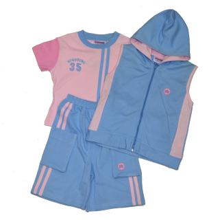 Dívčí sportovní TOP Wcollection ADELE 3dílný krátký modrorůžový Výprodej