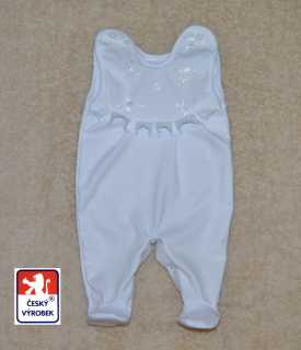 Kojenecké bílé dupačky na křtiny Dětský svět bílé s madeirou