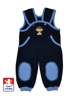 Dětské laclové tepláčky Dětský svět tmavě modré Hubert se záplatami