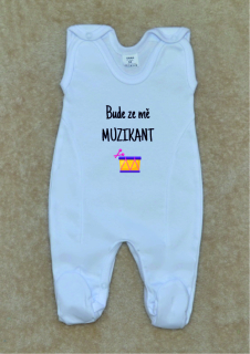 Kojenecké dupačky s potiskem, Gama, bílé, muzikant