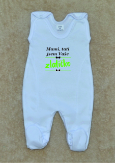 Kojenecké dupačky s potiskem, Gama, bílé, zlatíčko