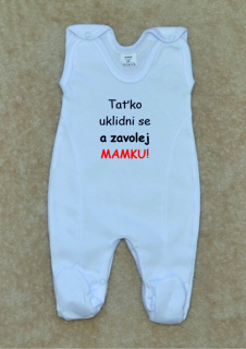 Kojenecké dupačky s potiskem, Gama, bílé, zavolej mamku