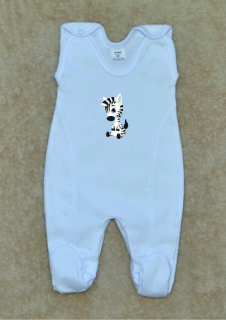 Dupačky pro miminko Gama bílé, sedící zebra