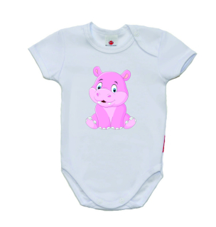 Dětské body krátký rukáv Gama, sedící hroch