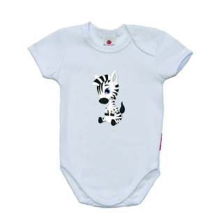 Dětské body krátký rukáv Gama, sedící zebra