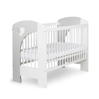 Dětská postýlka Klups Nel Srdíčko bílo-šedá 120×60 cm