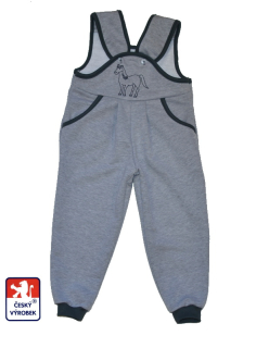 Dětské tepláčky s laclem Dětský svět šedé s koníkem