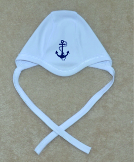 Kojenecká čepička Gama bílá, kotva