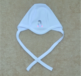 Kojenecká čepička Gama bílá, krteček tmavý