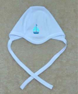 Kojenecká čepička Gama bílá, loďka