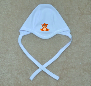 Kojenecká čepička Gama bílá, medvídek