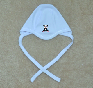 Kojenecká čepička Gama bílá, panda