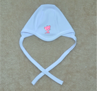 Kojenecká čepička Gama bílá, roztomilá kočička