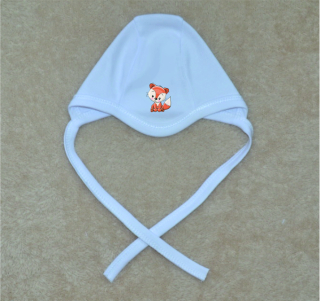 Kojenecká čepička Gama bílá, roztomilá liška