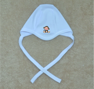 Kojenecká čepička Gama bílá, roztomilá opička