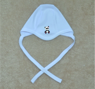 Kojenecká čepička Gama bílá, roztomilá panda