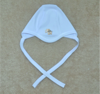 Kojenecká čepička Gama bílá, roztomilý šedý slon