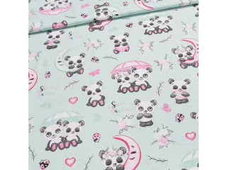 Potisk plátna č.398 panda pod deštníkem zelená