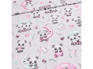 Potisk plátna č.399 panda pod deštníkem šedá