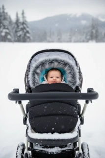 Zimní fusak Dětský svět Elf Baby černotyrkysový s kožešinou – fusak do kočárku 👶❄️