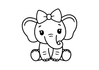 Obrázek pro potisk č.92 slůně s mašličkou