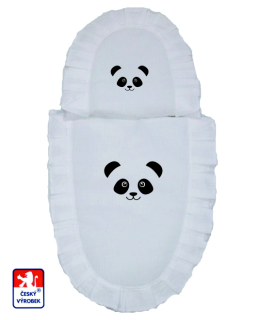 Set peřinek do panenkového kočárku Dětský svět bílé s obrázkem smile panda