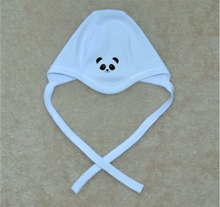 Kojenecká čepička Gama bílá, smile panda