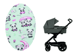 Prostěradlo do kočárku Dětský svět panda pod deštníkem zelená