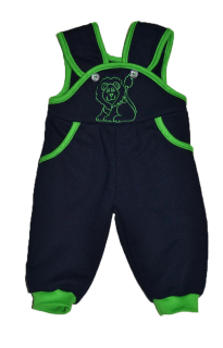 Dětské laclové tepláčky Dětský svět tmavě modré se zeleným lvíčkem