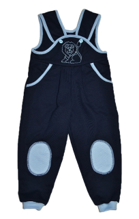 Dětské tepláčky s laclem Dětský svět záplatové tmavě modré lvíček