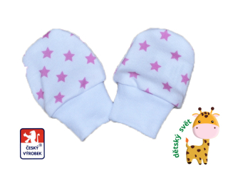 Kojenecké bavlněné rukavičky Dětský svět růžové hvězdičky