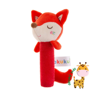 Dětská pískací plyšová hračka s chrastítkem Akuku Liška 