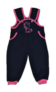 Dětské tepláčky Dětský svět tmavě modré s růžovou kočičkou