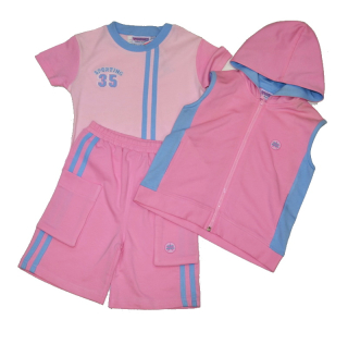 Dívčí sportovní TOP Wcollection ADELE 3dílný krátký růžovomodrý Výprodej