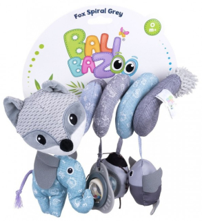 Plyšová spirála na kočárek BALIBAZOO šedá Liška
