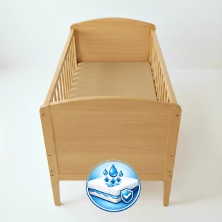 Nepromokavé froté prostěradlo do dětské postýlky Dětský svět – béžové 70×140 cm