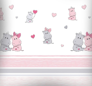 Potisk plátna č.408 hrošíci láska